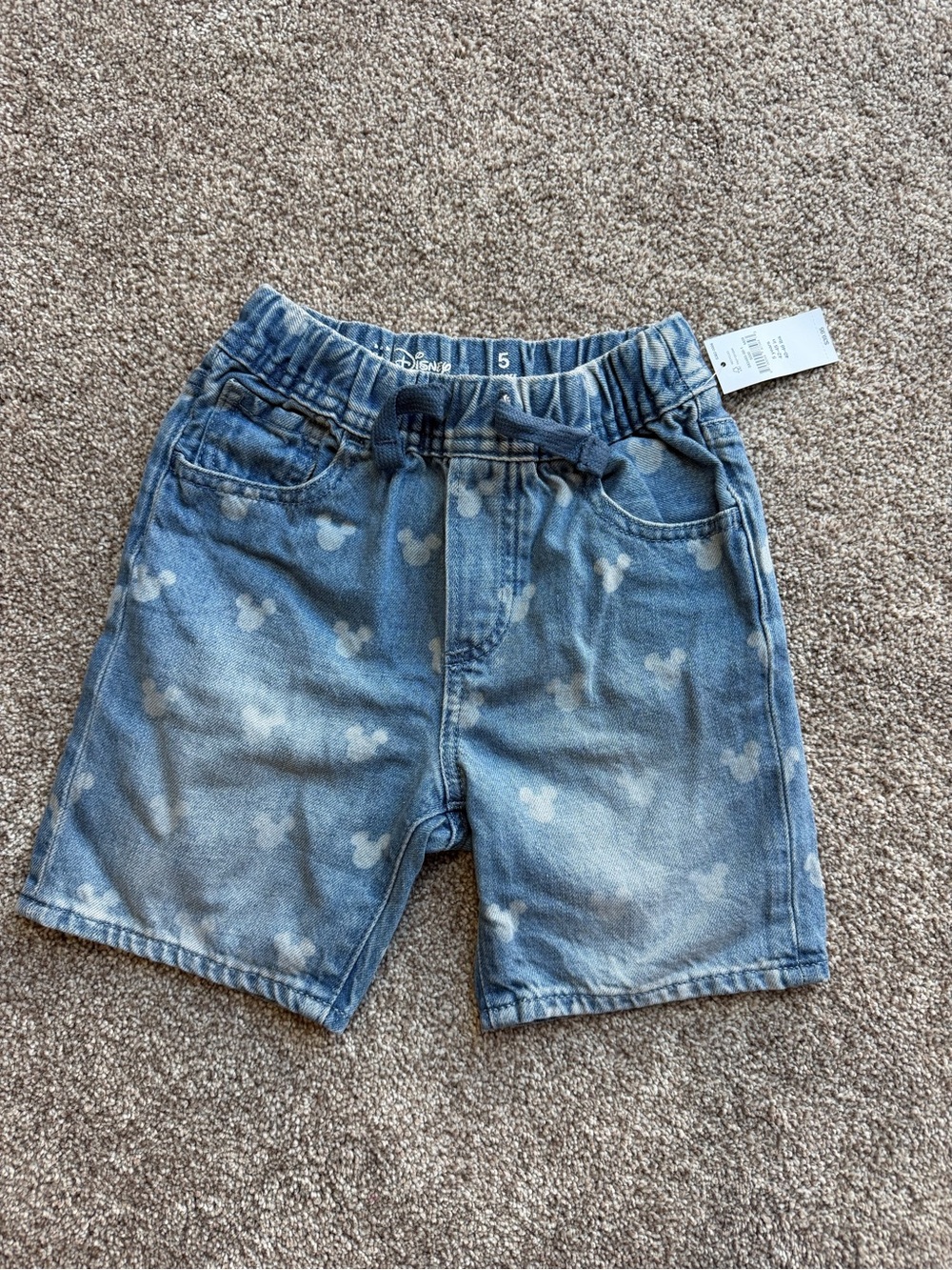 New GAP Disney Blue Denim Mickey Mouse Print Jean Shorts Size 5